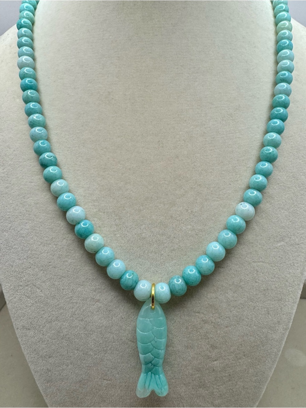 MAYAMAR Turquoise Beaded Necklace with Fish Pendant NEW